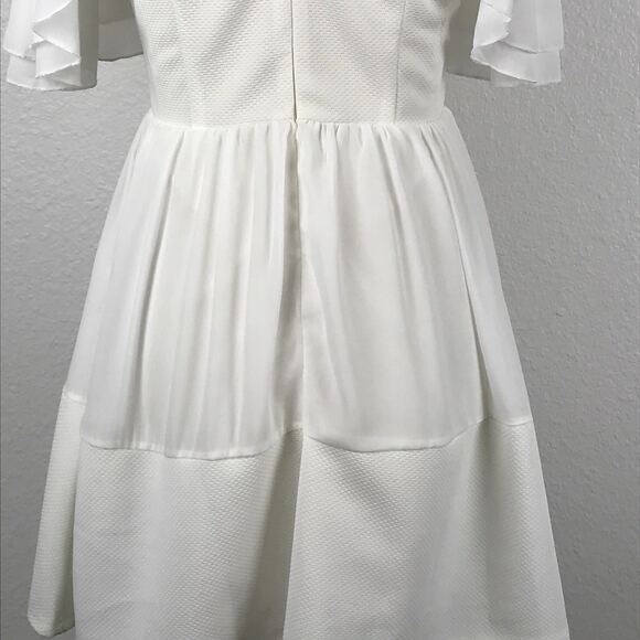 Zara Cold Shoulder Tiered Pleated Fit Flare Dress - Picture 12 of 12